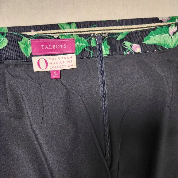 TALBOTS The Oprah Magazine Feminine Romantic Preppy Blue Floral Skirt Size 12. - Picture 11 of 16
